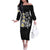 Hawaiian Plumeria Turtles Off The Shoulder Long Sleeve Dress Polynesian Art Tattoo