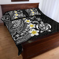 Hawaiian Plumeria Turtles Quilt Bed Set Polynesian Art Tattoo