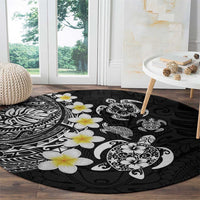 Hawaiian Plumeria Turtles Round Carpet Polynesian Art Tattoo