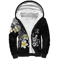 Hawaiian Plumeria Turtles Sherpa Hoodie Polynesian Art Tattoo LT03 Unisex Black - Polynesian Pride