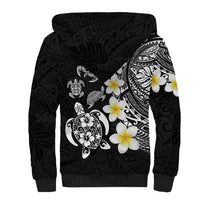 Hawaiian Plumeria Turtles Sherpa Hoodie Polynesian Art Tattoo LT03 - Polynesian Pride
