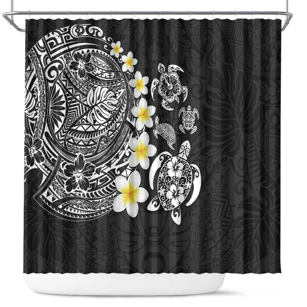 Hawaiian Plumeria Turtles Shower Curtain Polynesian Art Tattoo