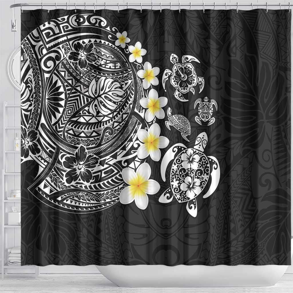 Hawaiian Plumeria Turtles Shower Curtain Polynesian Art Tattoo