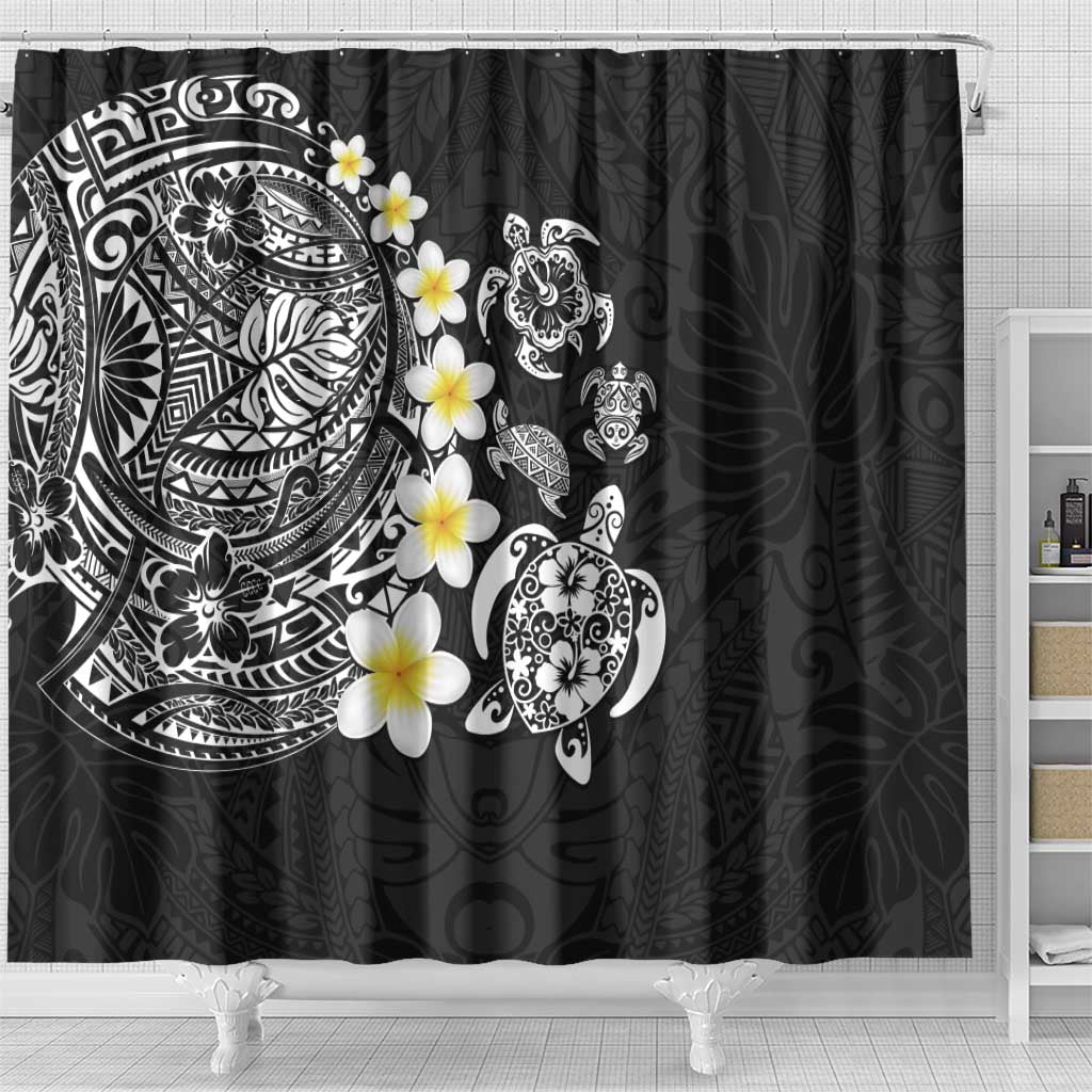 Hawaiian Plumeria Turtles Shower Curtain Polynesian Art Tattoo