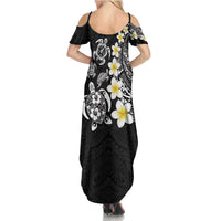 Hawaiian Plumeria Turtles Summer Maxi Dress Polynesian Art Tattoo