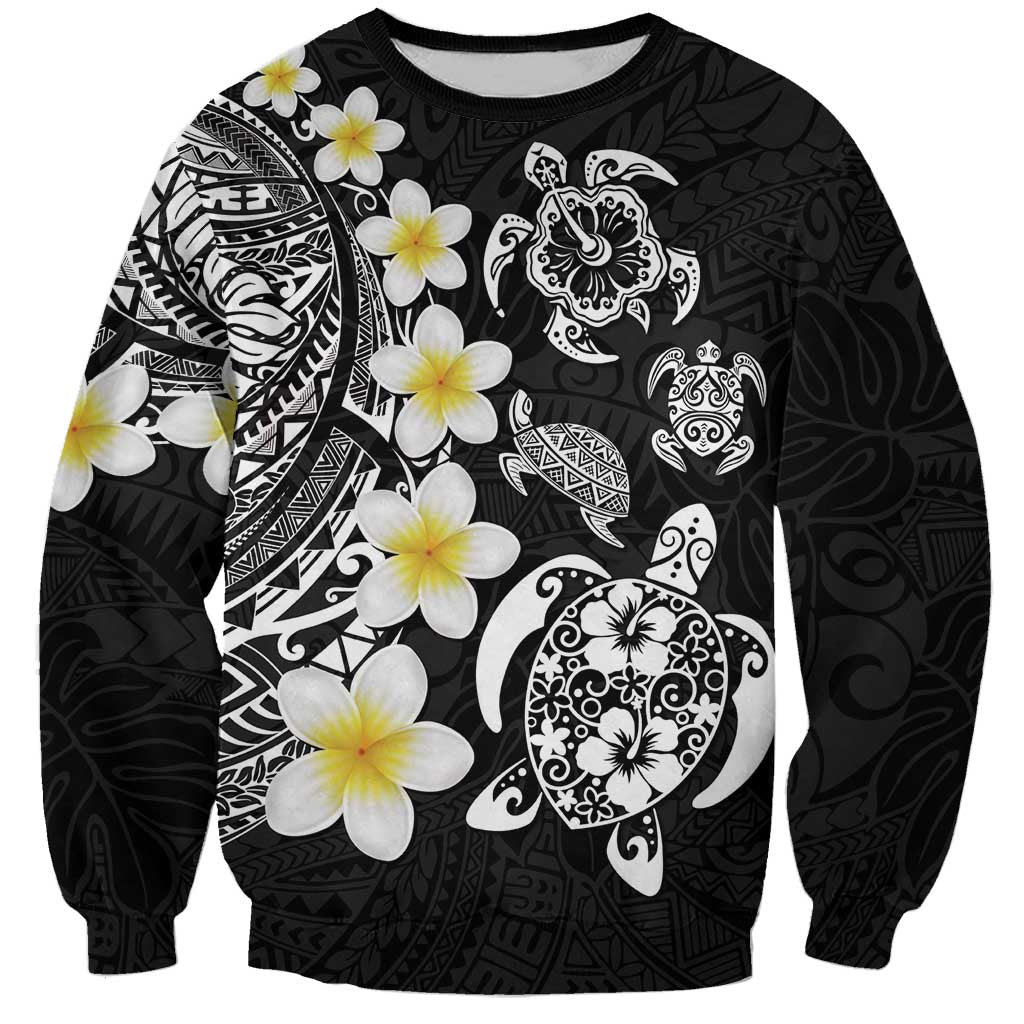 Hawaiian Plumeria Turtles Sweatshirt Polynesian Art Tattoo