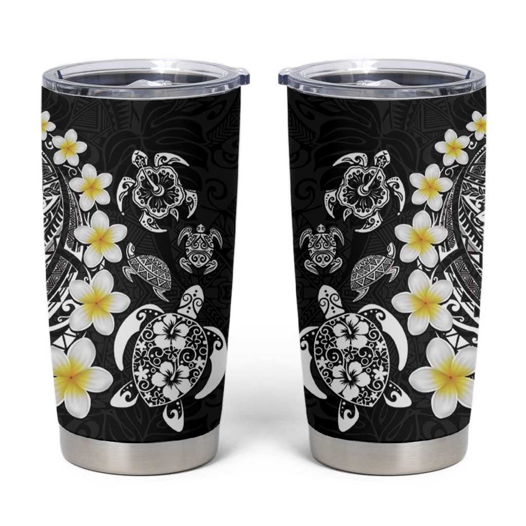 Hawaiian Plumeria Turtles Tumbler Cup Polynesian Art Tattoo