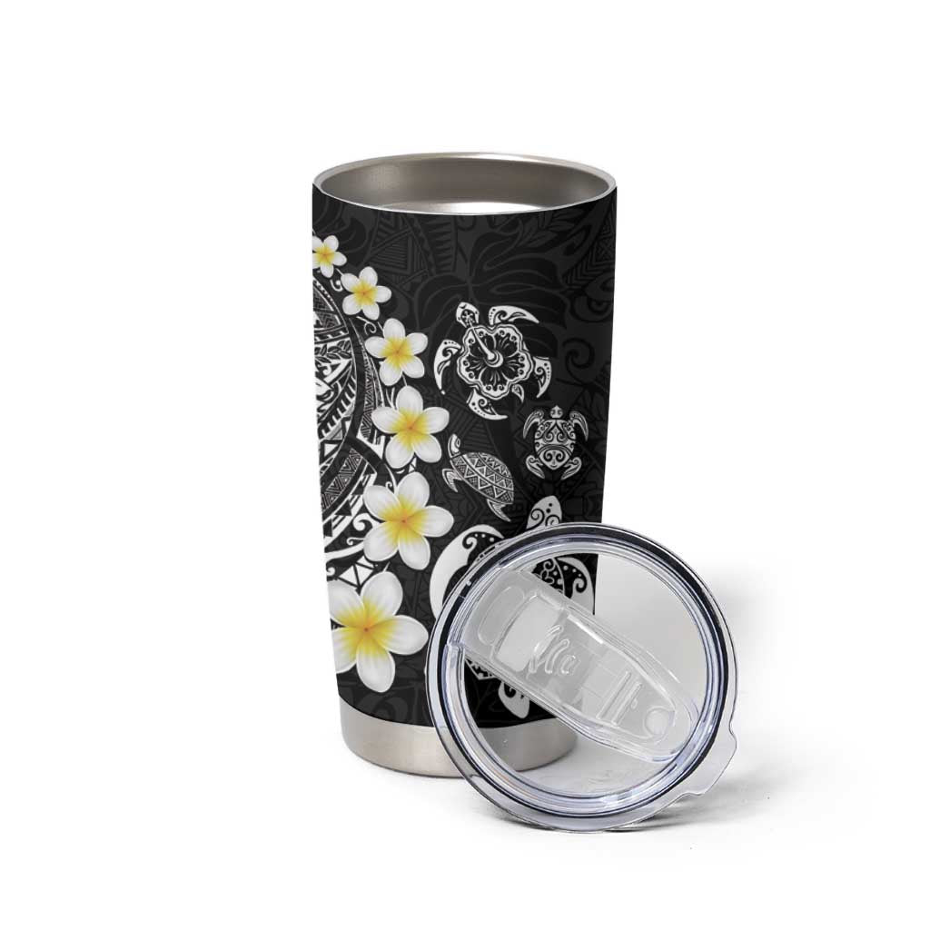 Hawaiian Plumeria Turtles Tumbler Cup Polynesian Art Tattoo