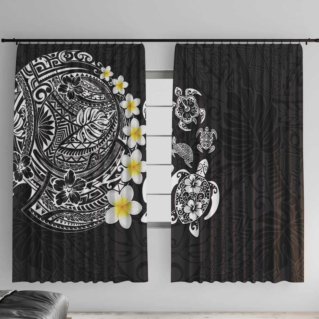 Hawaiian Plumeria Turtles Window Curtain Polynesian Art Tattoo
