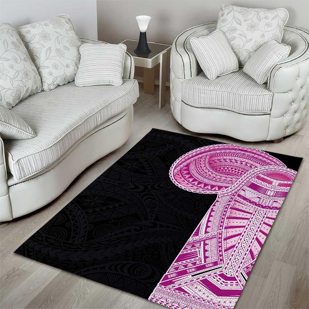 Samoan Art Tattoo Polynesian Pattern Area Rug Pink Out Color