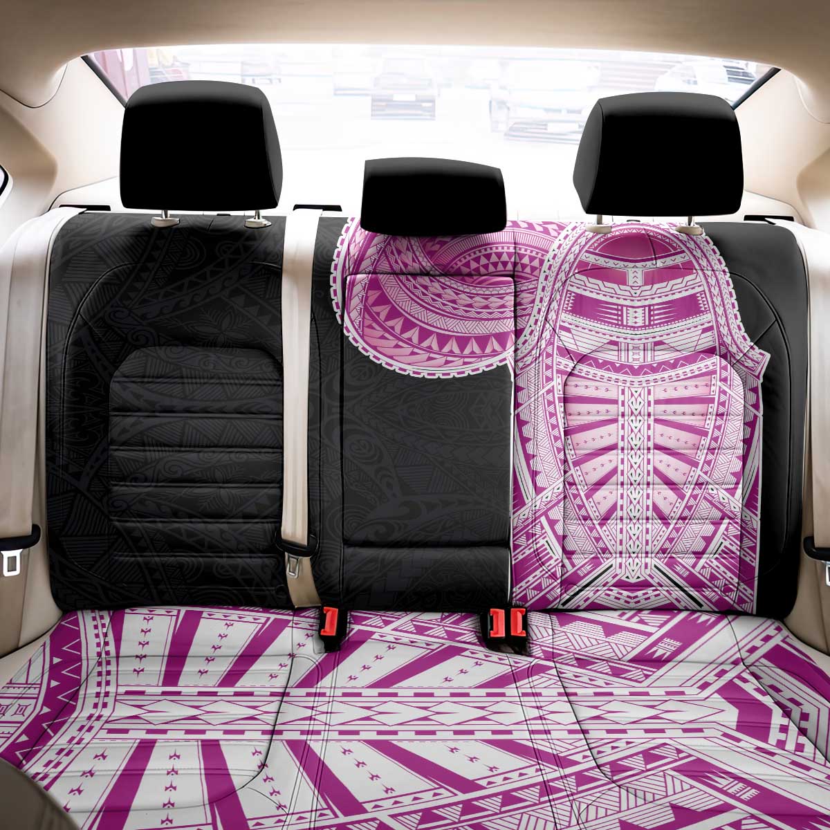Samoan Art Tattoo Polynesian Pattern Back Car Seat Cover Pink Out Color