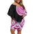 Samoan Art Tattoo Polynesian Pattern Family Matching Off Shoulder Short Dress and Hawaiian Shirt Pink Out Color