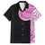 Samoan Art Tattoo Polynesian Pattern Family Matching Tank Maxi Dress and Hawaiian Shirt Pink Out Color
