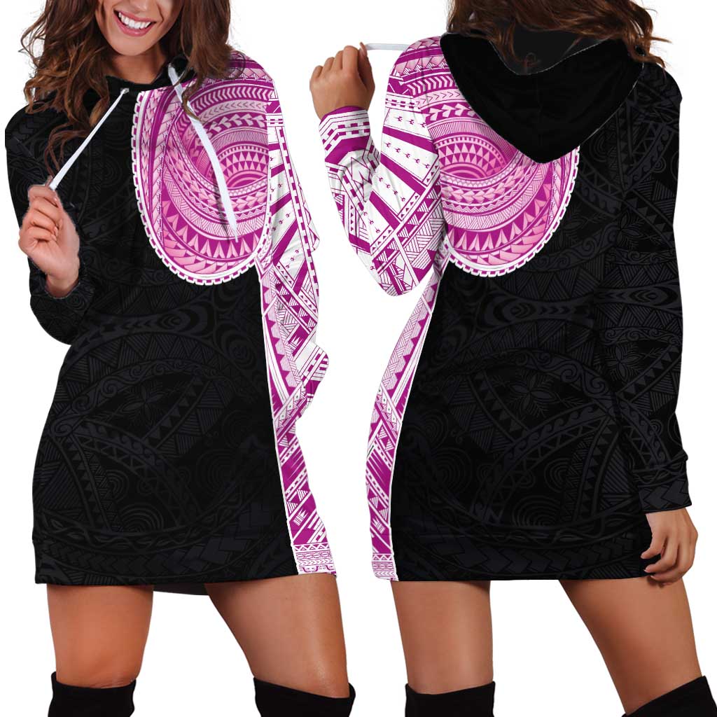 Samoan Art Tattoo Polynesian Pattern Hoodie Dress Pink Out Color LT03 - Polynesian Pride
