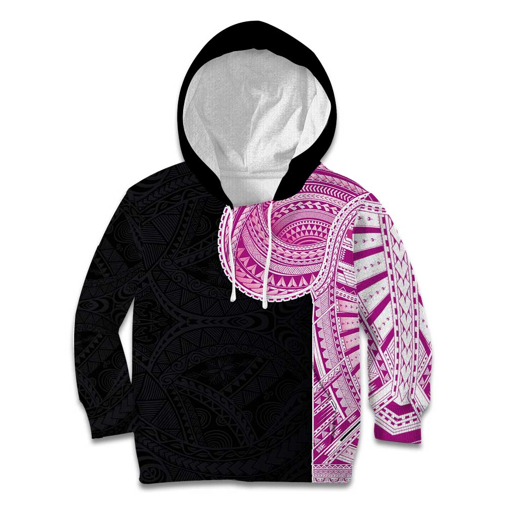 Samoan Art Tattoo Polynesian Pattern Kid Hoodie Pink Out Color
