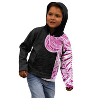 Samoan Art Tattoo Polynesian Pattern Kid Hoodie Pink Out Color