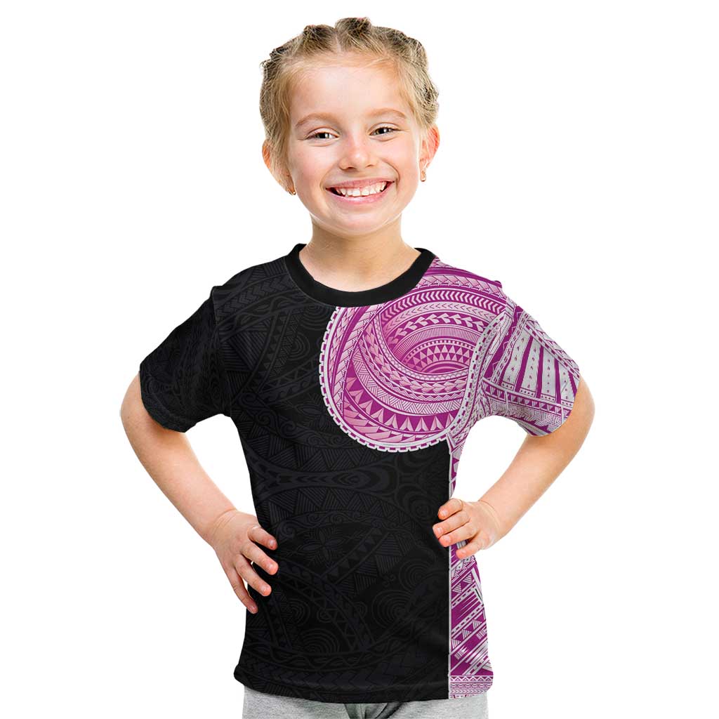 Samoan Art Tattoo Polynesian Pattern Kid T Shirt Pink Out Color