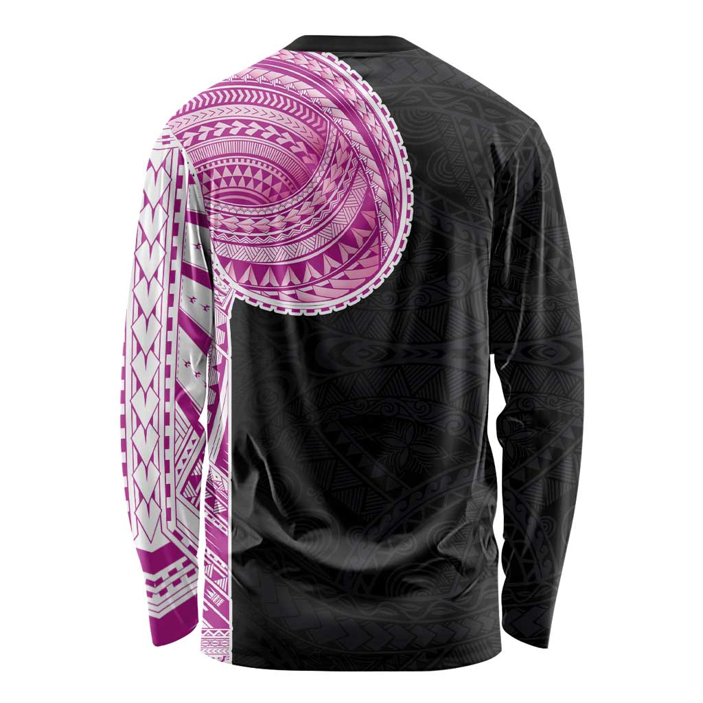 Samoan Art Tattoo Polynesian Pattern Long Sleeve Shirt Pink Out Color