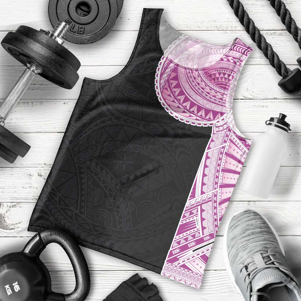 Samoan Art Tattoo Polynesian Pattern Men Tank Top Pink Out Color