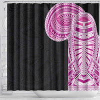 Samoan Art Tattoo Polynesian Pattern Shower Curtain Pink Out Color