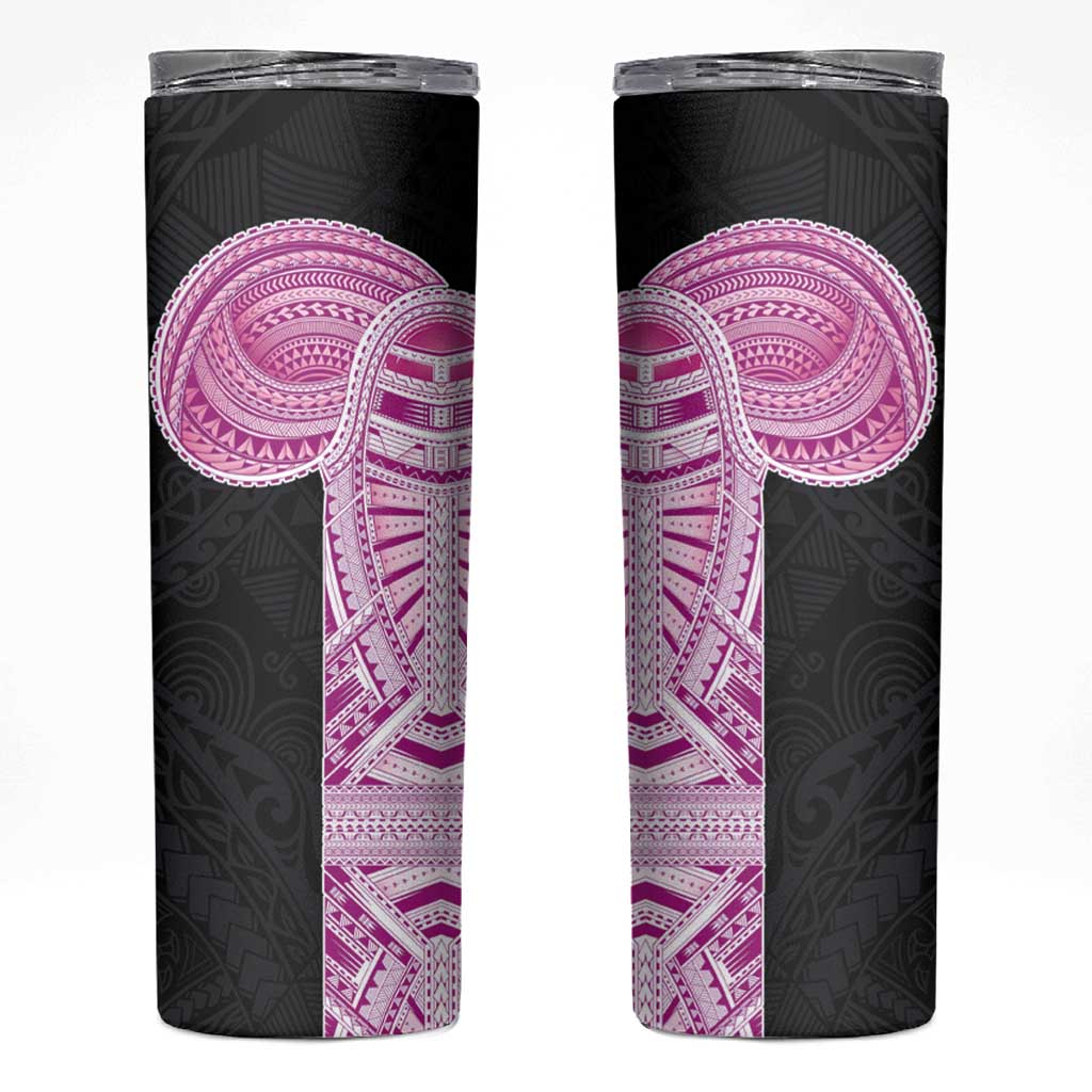 Samoan Art Tattoo Polynesian Pattern Skinny Tumbler Pink Out Color LT03 Black - Polynesian Pride