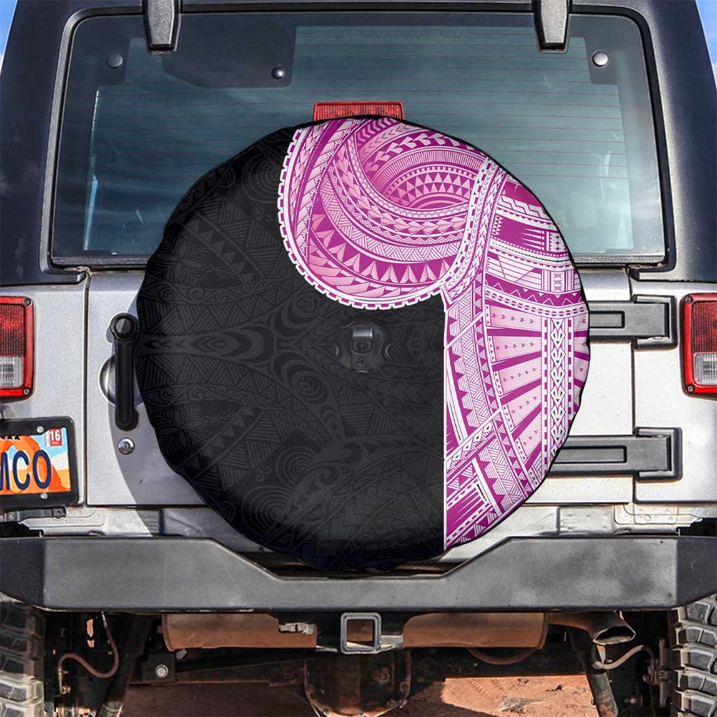 Samoan Art Tattoo Polynesian Pattern Spare Tire Cover Pink Out Color LT03 Black - Polynesian Pride