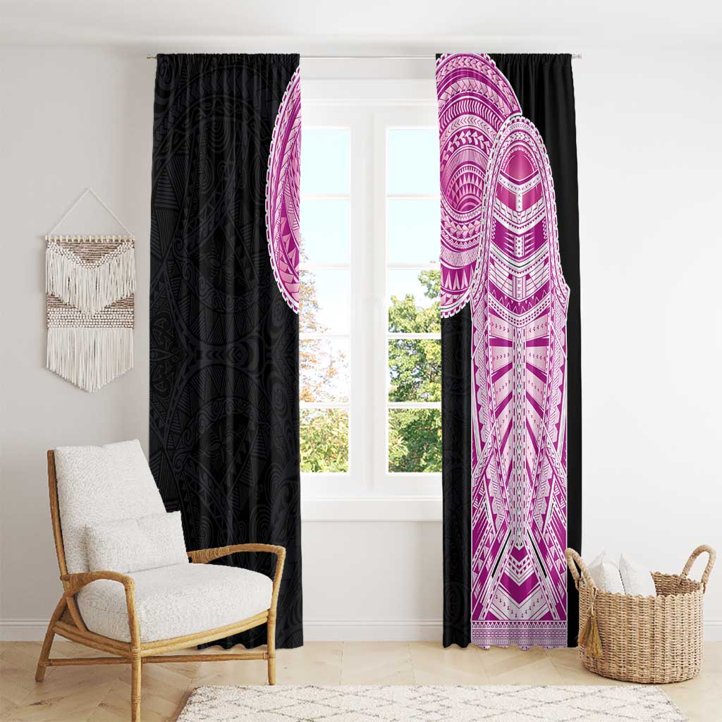Samoan Art Tattoo Polynesian Pattern Window Curtain Pink Out Color
