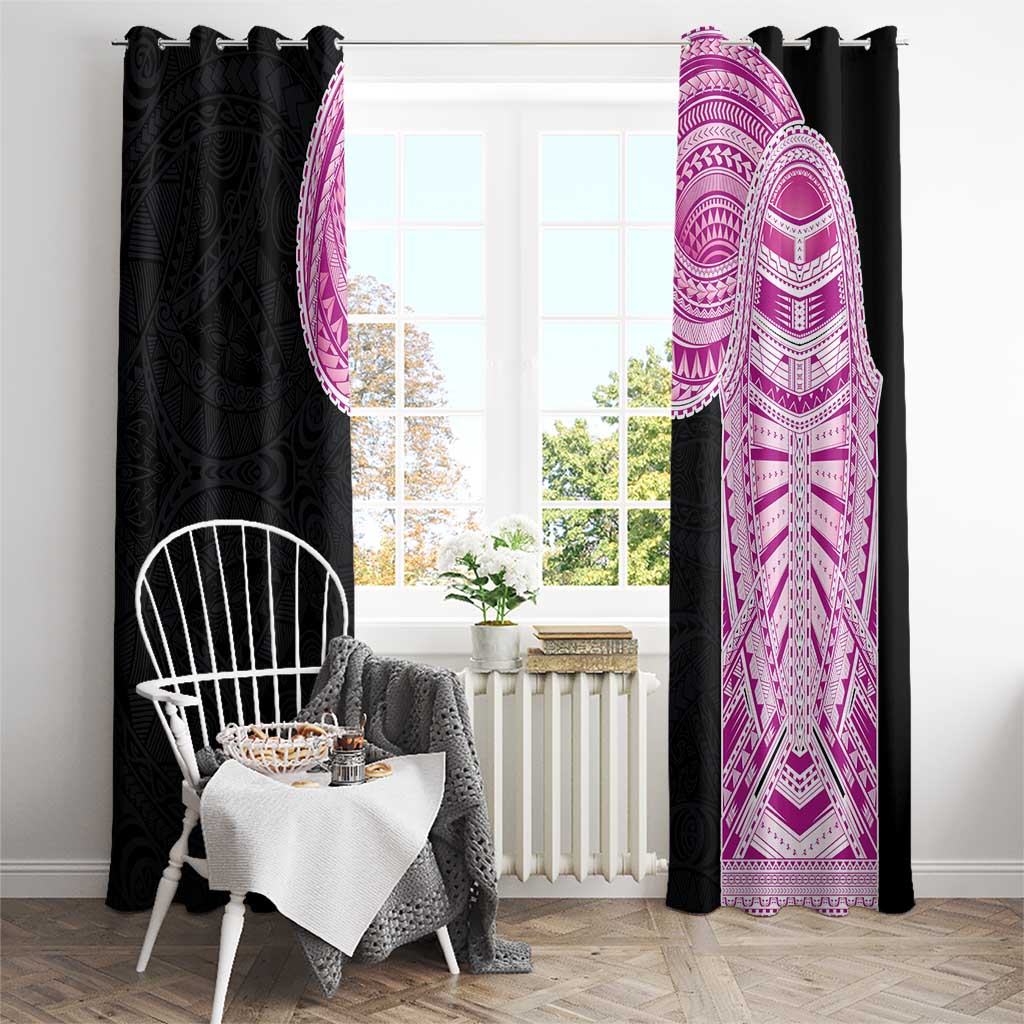 Samoan Art Tattoo Polynesian Pattern Window Curtain Pink Out Color