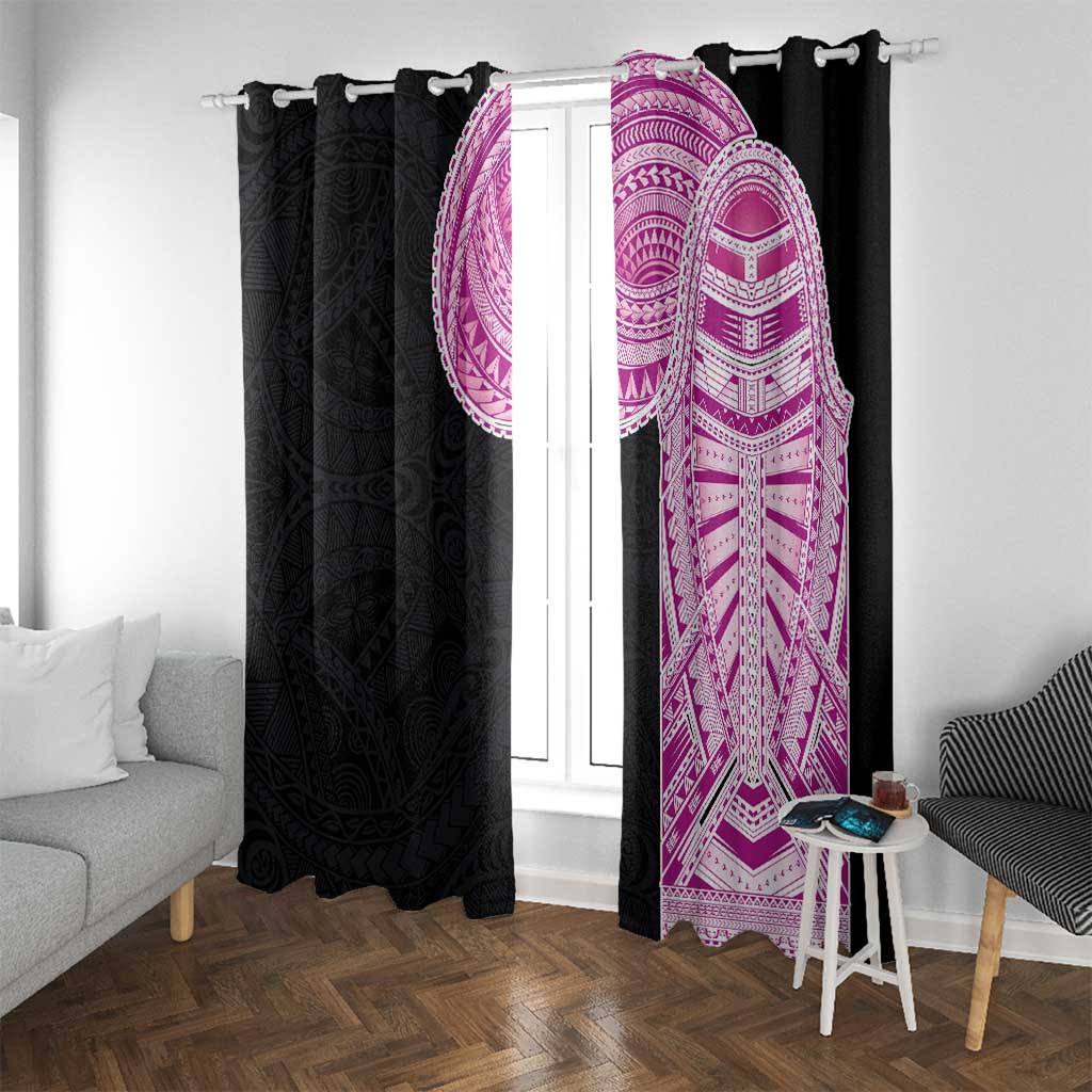 Samoan Art Tattoo Polynesian Pattern Window Curtain Pink Out Color