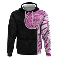 Samoan Art Tattoo Polynesian Pattern Zip Hoodie Pink Out Color LT03 Pullover Hoodie Black - Polynesian Pride