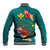 Aloha Kanaka Maoli Hawaii Flowers Baseball Jacket With Polynesian Pattern Teal Color