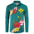 Aloha Kanaka Maoli Hawaii Flowers Button Sweatshirt With Polynesian Pattern Teal Color