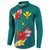 Aloha Kanaka Maoli Hawaii Flowers Button Sweatshirt With Polynesian Pattern Teal Color