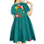 Aloha Kanaka Maoli Hawaii Flowers Kid Short Sleeve Dress With Polynesian Pattern Teal Color