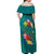 Aloha Kanaka Maoli Hawaii Flowers Off Shoulder Maxi Dress With Polynesian Pattern Teal Color