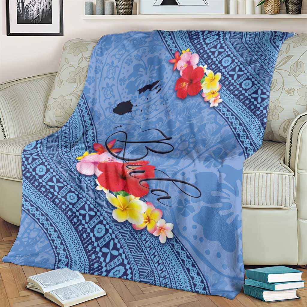 Bula Fiji Hibiscus and Plumeria Flowers Blanket Tapa Tattoo Polynesian Pattern