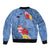 Bula Fiji Hibiscus and Plumeria Flowers Bomber Jacket Tapa Tattoo Polynesian Pattern