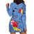 Bula Fiji Hibiscus and Plumeria Flowers Hoodie Dress Tapa Tattoo Polynesian Pattern