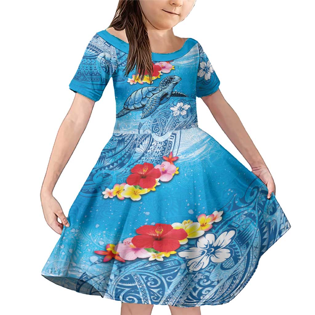 Hawaii Sea Turtle and Tropical Flowers Family Matching Mermaid Dress and Hawaiian Shirt Polynesian Tattoo Undersea Vibe