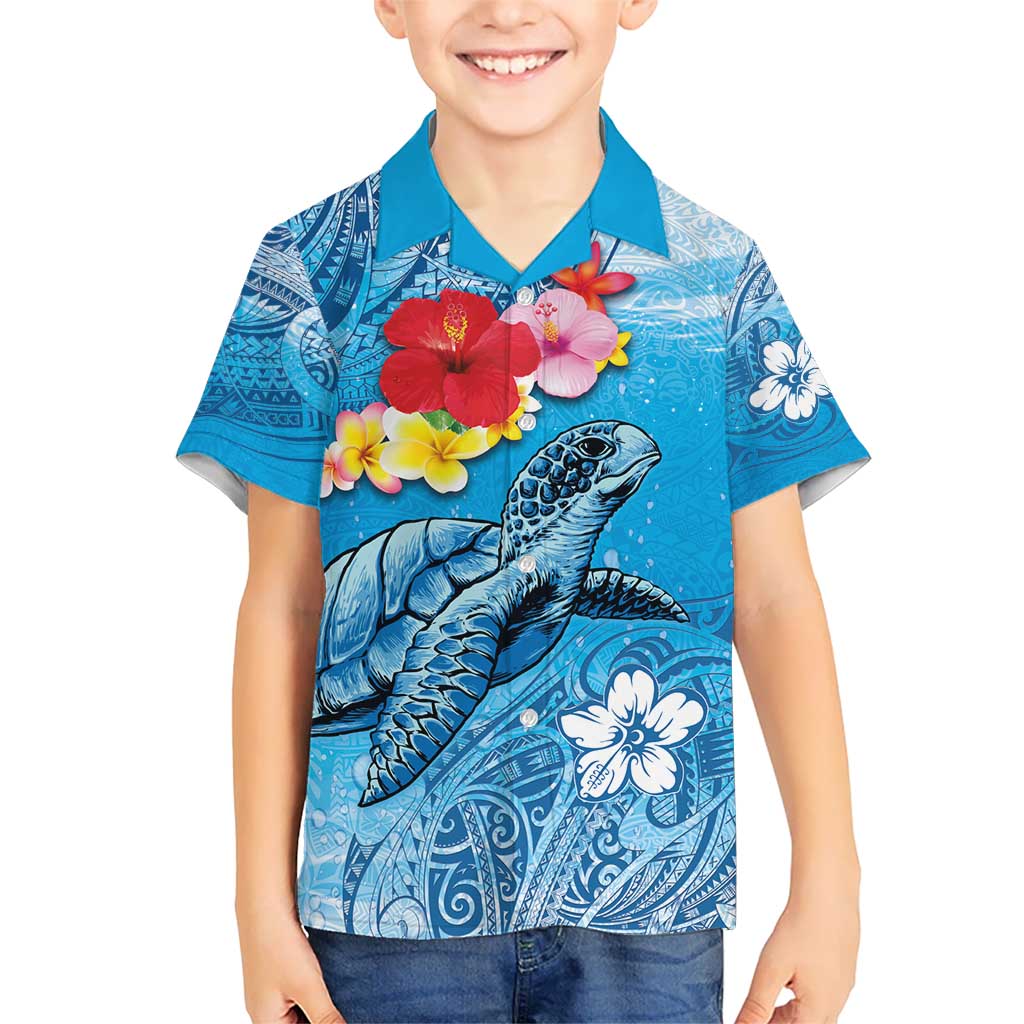 Hawaii Sea Turtle and Tropical Flowers Hawaiian Shirt Polynesian Tattoo Undersea Vibe