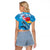 Hawaii Sea Turtle and Tropical Flowers Raglan Cropped T Shirt Polynesian Tattoo Undersea Vibe