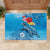 Hawaii Sea Turtle and Tropical Flowers Rubber Doormat Polynesian Tattoo Undersea Vibe