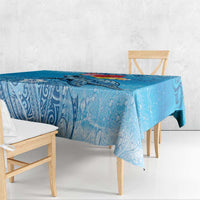 Hawaii Sea Turtle and Tropical Flowers Tablecloth Polynesian Tattoo Undersea Vibe