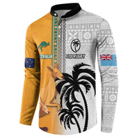 Custom Fiji and Australia Rugby Button Sweatshirt Aboriginal and Fijian Masi Pattern