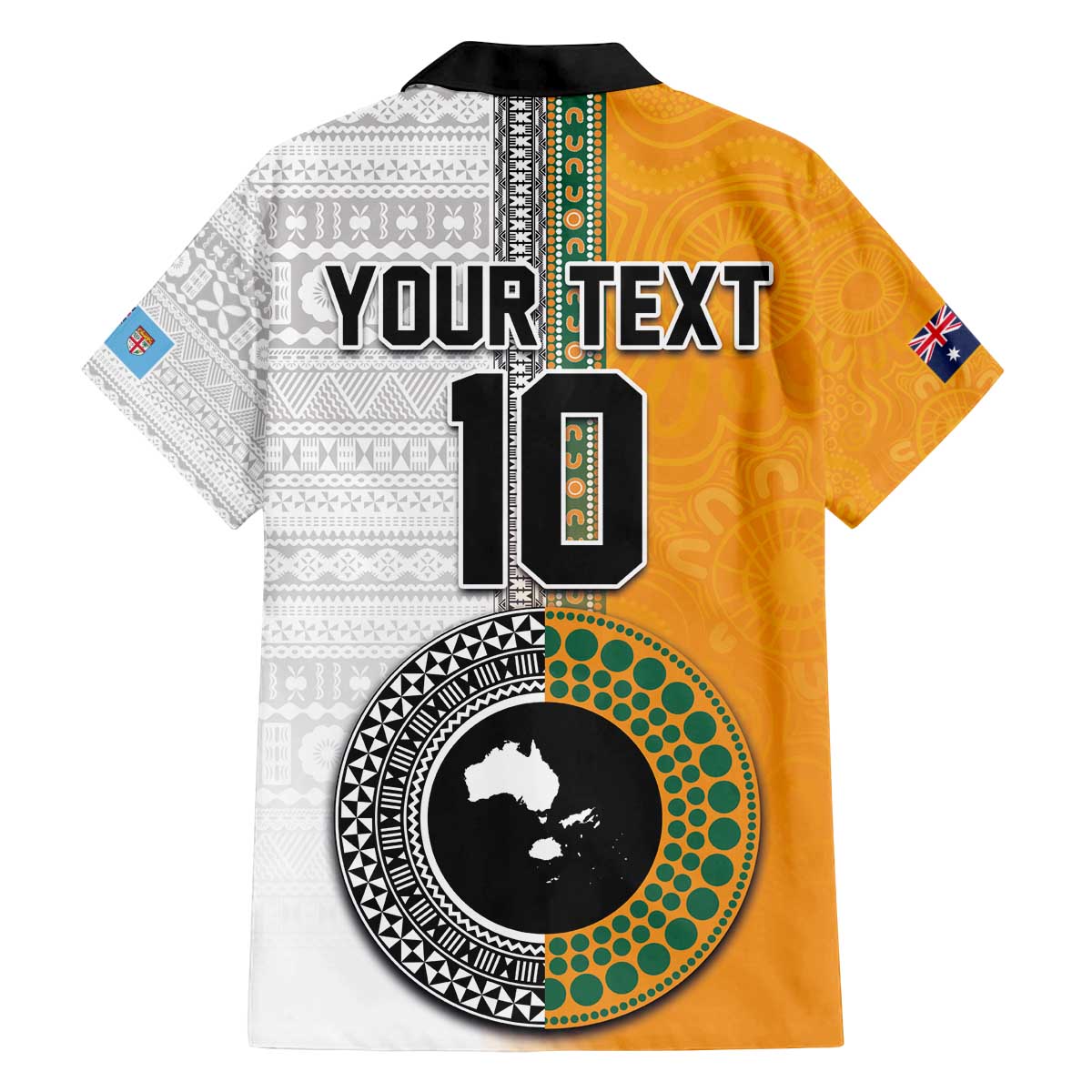 Custom Fiji and Australia Rugby Family Matching Off The Shoulder Long Sleeve Dress and Hawaiian Shirt Aboriginal and Fijian Masi Pattern