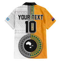 Custom Fiji and Australia Rugby Family Matching Puletasi and Hawaiian Shirt Aboriginal and Fijian Masi Pattern
