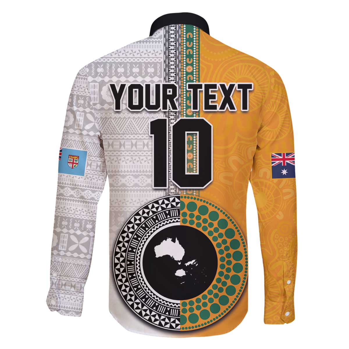 Custom Fiji and Australia Rugby Family Matching Puletasi and Hawaiian Shirt Aboriginal and Fijian Masi Pattern