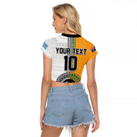 Custom Fiji and Australia Rugby Raglan Cropped T Shirt Aboriginal and Fijian Masi Pattern