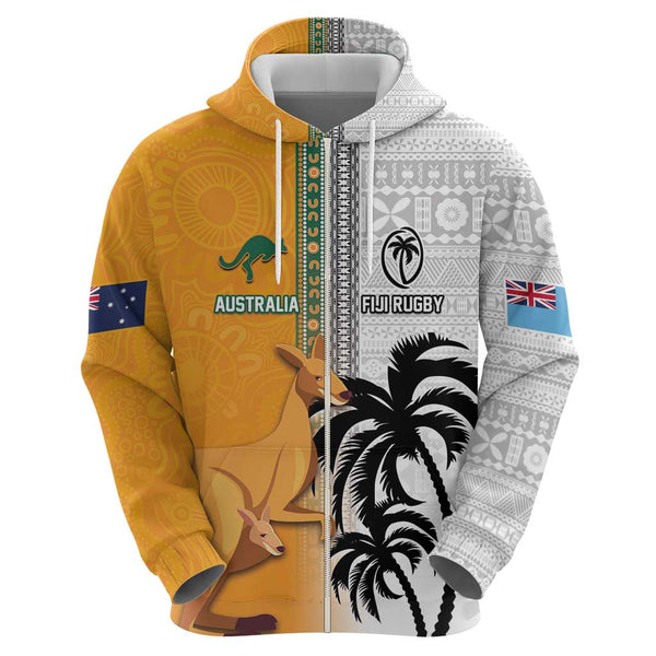 Fiji Polynesian Zip Hoodie Fijian Tropical Flowers LT13 main image 1