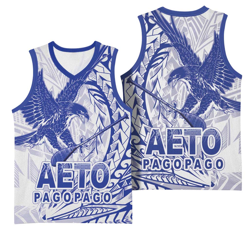 Samoa Pago Pago Aeto Basketball Jersey Wingstyle Blue-White Color - Polynesian Pride